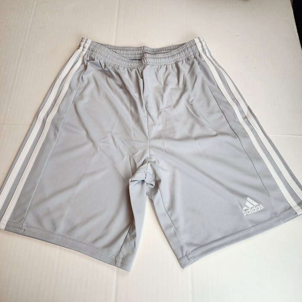 Adidas soccer shorts sz L boys light gray uniform futbol